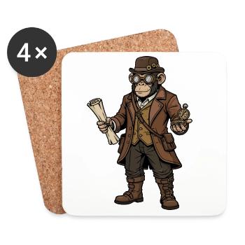Monkey Explorer Steampunk Retro-Abenteuer - Untersetzer (4er-Set) - Weiß - Vorne