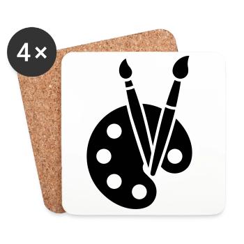 Painting, Color Palette, Brush, Art Icon - Coasters (set of 4) - white - Front