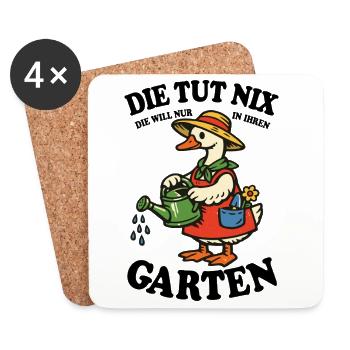 Die tut nix | Garten Gans gießt glücklich - Untersetzer (4er-Set) - Weiß - Vorne