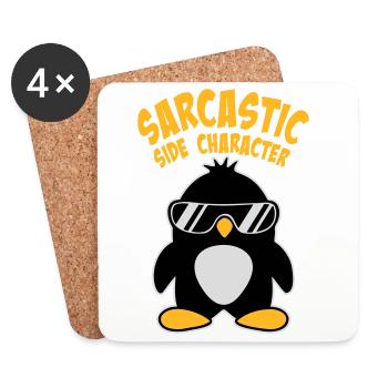 Pinguin Sarcastic Side Character Sonnenbrille Logo - Untersetzer (4er-Set) - Weiß - Vorne