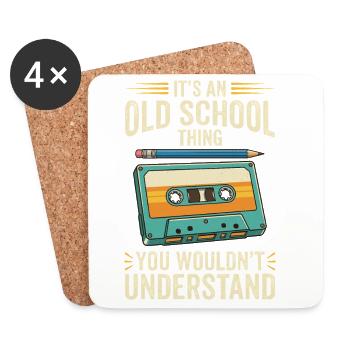 Old School Kassette Design – Retro Mixtape - Untersetzer (4er-Set) - Weiß - Vorne