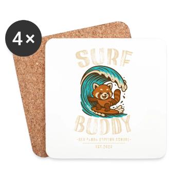 Compagnon de surf, ami sur la planche de surf - Dessous de verre (lot de 4) - blanc - Devant