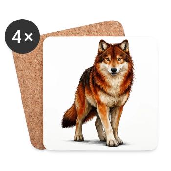 Loup - Dessous de verre (lot de 4) - blanc - Devant