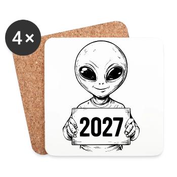 extraterrestrial visitor - Coasters (set of 4) - white - Front