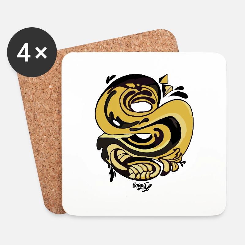 Serpent spiralé doré - Dessous de verre (lot de 4) - blanc