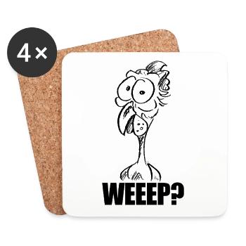 WEEEP? Baffled Chicken Head – Humor - Coasters (set of 4) - white - Front