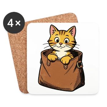 Animal Chat Symbole Sac d’Animaux Animal Critter - Dessous de verre (lot de 4) - blanc - Devant
