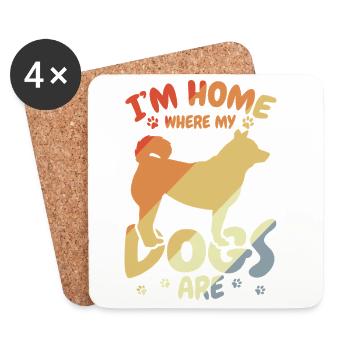 Ich bin zu Hause wo meine Hunde sind - Untersetzer (4er-Set) - Weiß - Vorne