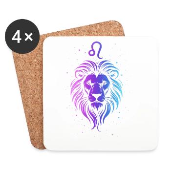 Leo – neon zodiac sign - Coasters (set of 4) - white - Front