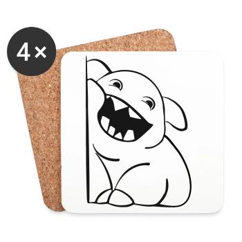 Petit monstre mignon - Dessous de verre (lot de 4) - blanc - Devant