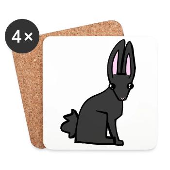 black bunny - Coasters (set of 4) - white - Front
