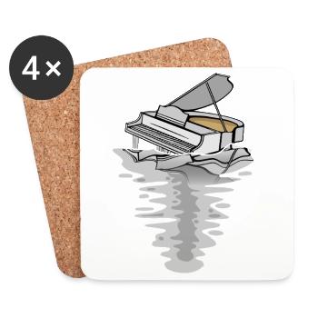 Diving Piano in Water Music Piano - Coasters (set of 4) - white - Front
