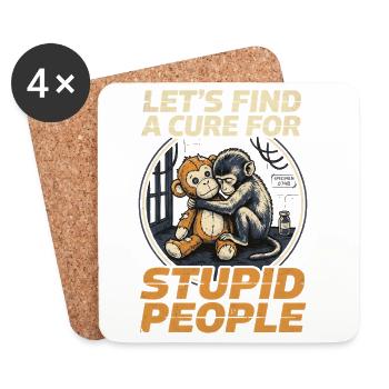 Lets find a cure for stupid people Monkey Punch - Coasters (set of 4) - white - Front