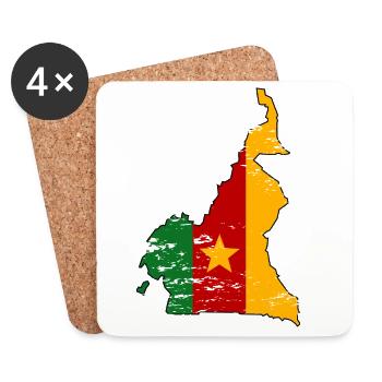 Cameroon Flag Map used - Coasters (set of 4) - white - Front