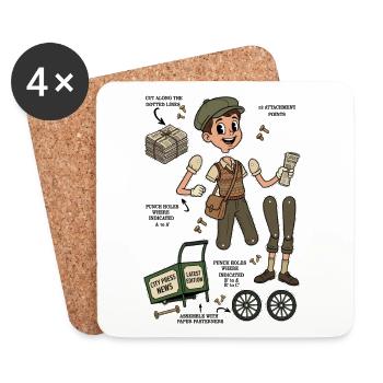 Vintage Zeitungsjunge Papierpuppenverkäufer - Untersetzer (4er-Set) - Weiß - Vorne