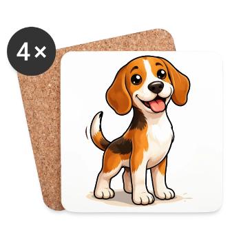 Beagle Dog : design mignon et amusant - Dessous de verre (lot de 4) - blanc - Devant