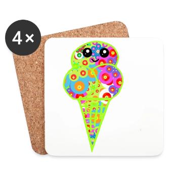 Retro Eis Vintage Kinder Kind 60er  - Coasters (set of 4) - white - Front