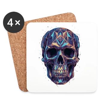 Geometric skull in a blaze of color - Coasters (set of 4) - white - Front