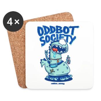 SOCIÉTÉ ODDBOT Dino-Robot Bleu - Dessous de verre (lot de 4) - blanc - Devant
