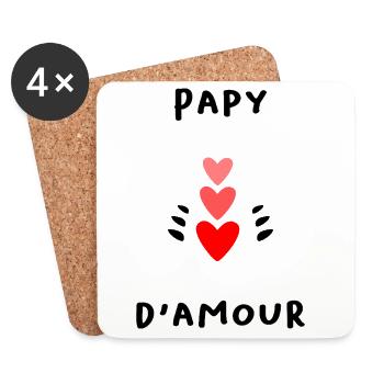 PAPY. PAPA. FÊTE DES PÈRES. BONNE FÊTE PAPY - Dessous de verre (lot de 4) - blanc - Devant