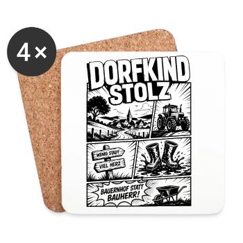 Dorfkind Stolz Landleben Comic Design - Untersetzer (4er-Set) - Weiß - Vorne