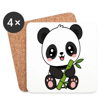 Panda Bambus Charm - Untersetzer (4er-Set) - Weiß - Vorne