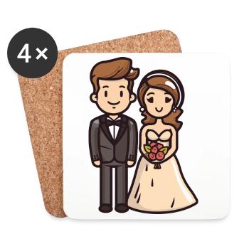 Couple marié marié - Dessous de verre (lot de 4) - blanc - Devant