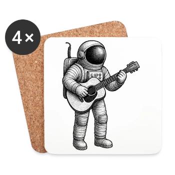 Astronauten-Gitarren-Skizze - Untersetzer (4er-Set) - Weiß - Vorne