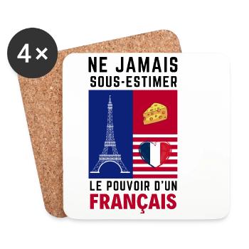 Éiffel et Coeur Français - Dessous de verre (lot de 4) - blanc - Devant