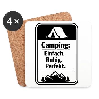 Camping - Untersetzer (4er-Set) - Weiß - Vorne