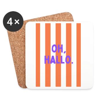 Oh Hallo Streifengruß - Untersetzer (4er-Set) - Weiß - Vorne
