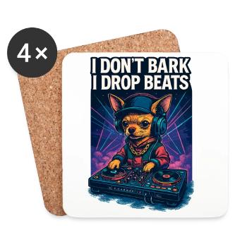 Chihuahua DJ: I Don't Bark, I Drop Beats Design - Coasters (set of 4) - white - Front
