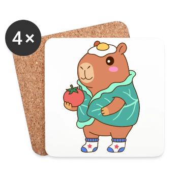 Wrap laitue capybara drôle – cadeau gastronomique mignon - Dessous de verre (lot de 4) - blanc - Devant