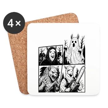 No Drama Llama Horror Comic - Coasters (set of 4) - white - Front