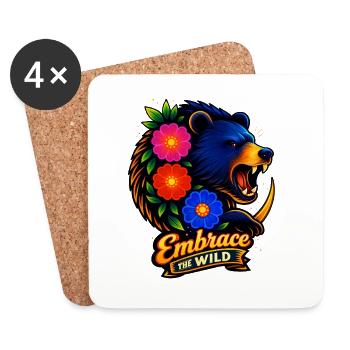 Wilderness Embrace with Flowers - Coasters (set of 4) - white - Front