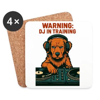 DJ Toller Hund – Warning: DJ in Training - Untersetzer (4er-Set) - Weiß - Vorne