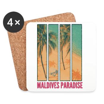 Maldives Paradise – Design Tropical Vintage - Coasters (set of 4) - white - Front
