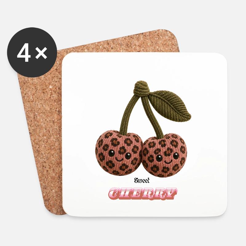 Leopard Cherries Cuddle Duo - Coasters (set of 4) - white