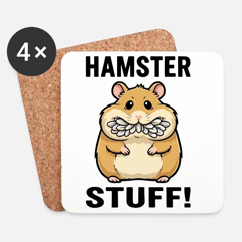 Hamster Stuff Seed Cheeks Rodent - Coasters (set of 4) - white