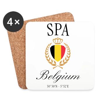 Spa Belgium Coat of Arms Crown – Travel Souvenir - Coasters (set of 4) - white - Front