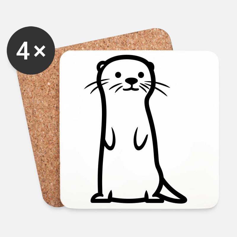 Otter - Untersetzer (4er-Set) - Weiß