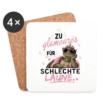 Glamouröse Schildkröte mit Krone - Untersetzer (4er-Set) - Weiß - Vorne