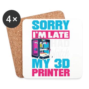 Bin Spät Musste Meinem 3D Drucker Zusehen - Untersetzer (4er-Set) - Weiß - Vorne