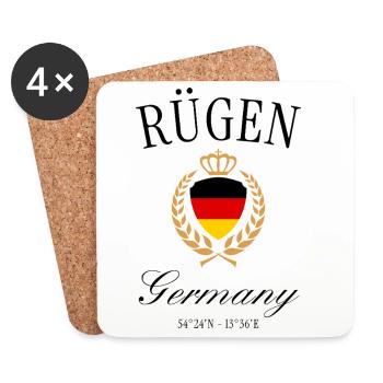 Rügen Deutschland Wappen Krone – Ostsee Reise - Untersetzer (4er-Set) - Weiß - Vorne