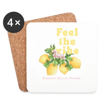 Feel the Vibe: Lemon Beach Drinks - Coasters (set of 4) - white - Front