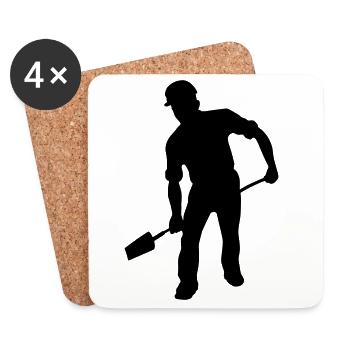 Groundworker with Shovel – Hard Work - Coasters (set of 4) - white - Front