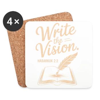 Écris la Vision Habacuc 2:2 - Dessous de verre (lot de 4) - blanc - Devant