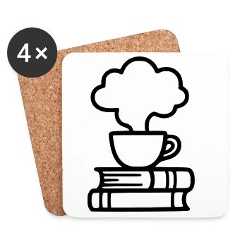 Books Coffee Mug Reading Book Club Bookworm - Coasters (set of 4) - white - Front