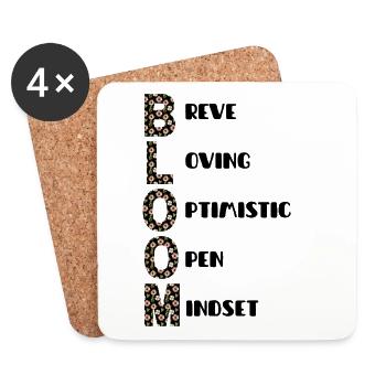 Lettres florales Typographie florale - Dessous de verre (lot de 4) - blanc - Devant