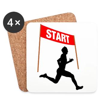 Départ des coureurs – Jour de la course - Dessous de verre (lot de 4) - blanc - Devant